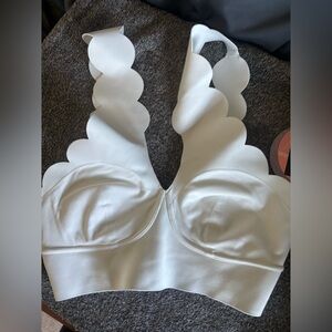 Scalloped White Women's Top